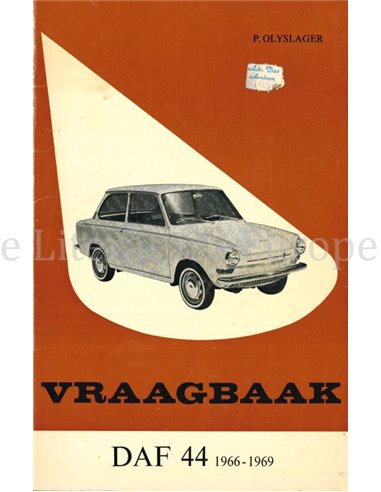 1966 - 1969 DAF 44, REPARATURANLEITUNG NIEDERLÄNDISCH