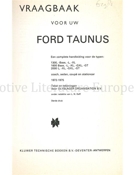1972 - 1975 FORD TAUNUS 1300 | 1600 | 2000, REPAIR MANUAL DUTCH