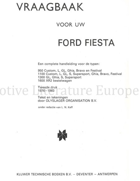 1976 - 1983 FORD FIESTA 950 | 1100 | 1300 | 1600, REPAIR MANUAL DUTCH
