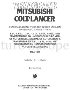1984 - 1986 MITSUBISHI COLT | LANCER, BENZIN | DIESEL, REPARATURANLEITUNG 2