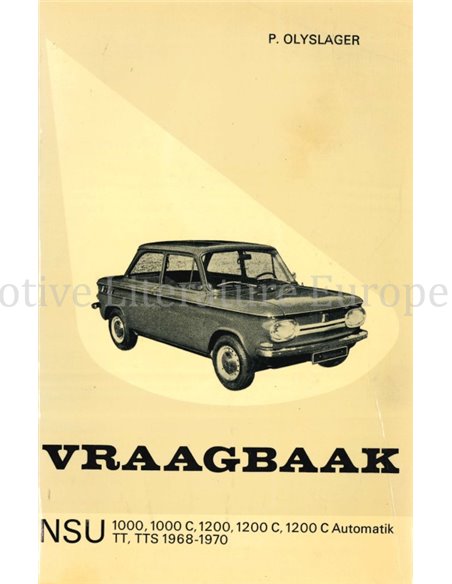 1968 -1970 NSU 1000 | 1200 | TT | TTS REPAIR MANUAL DUTCH