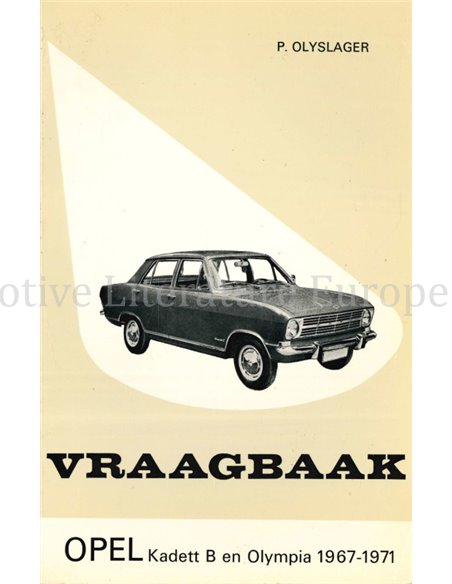 1967 - 1971 OPEL KADETT B | OLYMPIA REPAIR MANUAL DUTCH