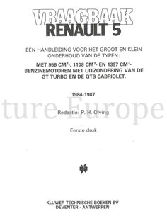 1984 - 1987 RENAULT 5 BENZINE VRAAGBAAK NEDERLANDS 2