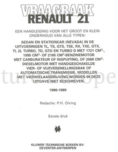 1986-1989 RENAULT 21 PETROL | DIESEL VRAAGBAAK NEDERLANDS 2