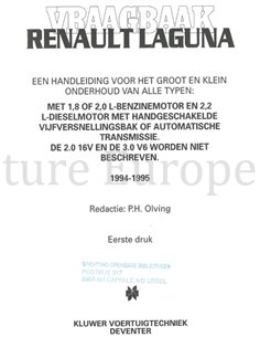 1994-1995 RENAULT LAGUNA BENZIN | DIESEL REPARATURANLEITUNG NIEDERLÄNDISCH 2