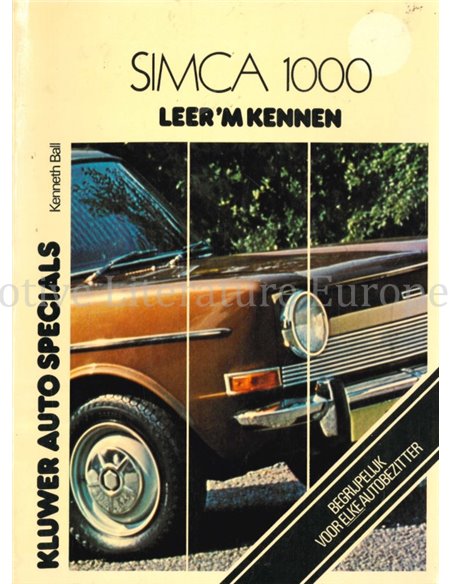 1964-1975 SIMCA 1000 REPERATURANLEITUNG NIEDERLÄNDISCH