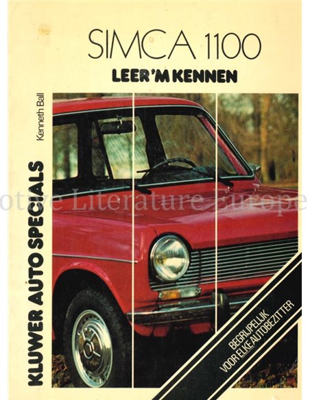 1967-1977 SIMCA 1100 REPERATURANLEITUNG NIEDERLÄNDISCH