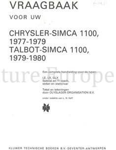 1977-1980 SIMCA (CHRYSLER | TALBOT) VRAAGBAAK NEDERLANDS 2