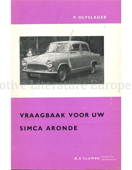 1954-1964 SIMCA ARONDE REPAIR MANUAL DUTCH