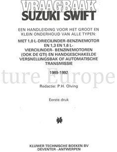 1989-1992 SUZUKI SWIFT BENZIN REPERATURANLEITUNG NIEDERLÄNDISCH 2