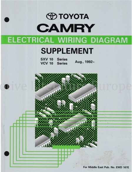 1992 TOYOTA CAMRY ELECTRISCHE SCHEMA (SUPPLEMENT) WERKPLAATSHANDBOEK ENGELS