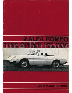 1970 ALFA ROMEO SPIDER 1750 VELOCE BETRIEBSANLEITUNG ITALIENISCH