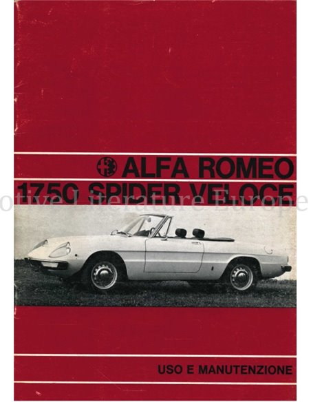 1970 ALFA ROMEO SPIDER 1750 VELOCE INSTRUCTIEBOEKJE ITALIAANS