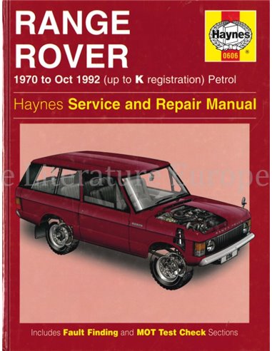 1970 - 1992 RANGE ROVER REPAIR MANUAL ENGLISH