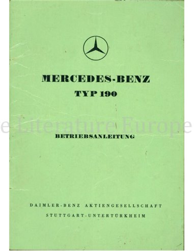 1956 MERCEDES BENZ 190 INSTRUCTIEBOEKJE DUITS