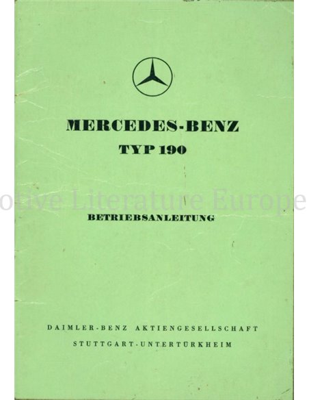 1956 MERCEDES BENZ 190 BETRIEBSANLEITUNG DEUTSCH