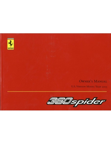 2003 FERRARI 360 SPIDER COMPLETE BOORDMAP USA VERSIE 