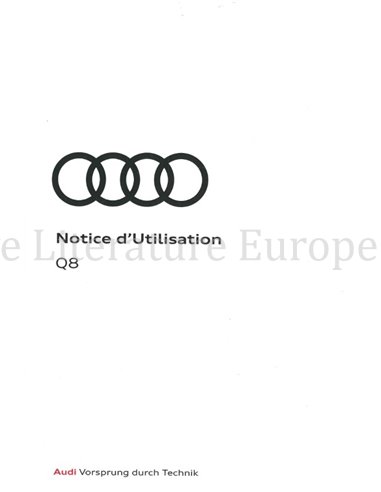 2018 AUDI Q8 OWNERS MANUAL FRENCH