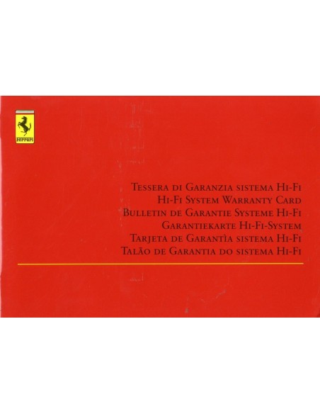 2003 FERRARI 360 SPIDER COMPLETE BOORDMAP USA VERSIE 