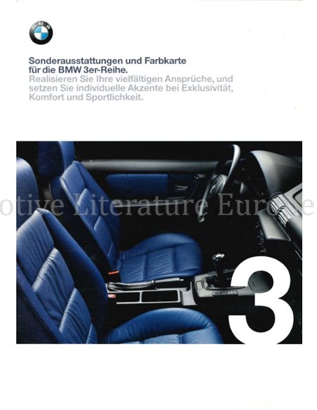 1999 BMW 3 SERIES SPECIAL EQUIPMENT | COLOR CHART BROCHURE GERMAN