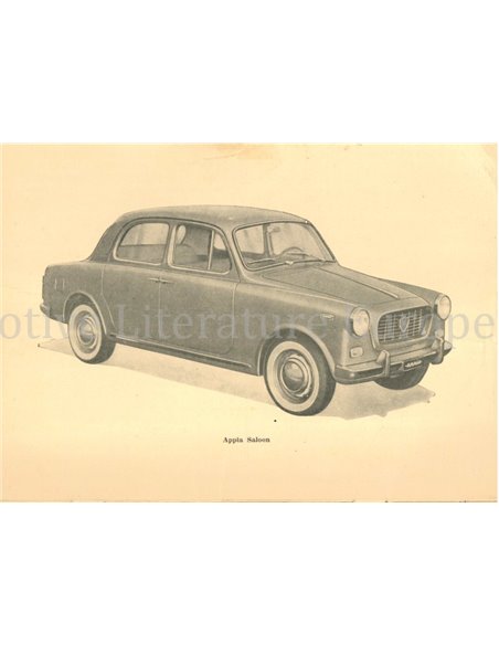 1961 LANCIA APPIA LIMOUSINE BETRIEBSANLEITUNG ENGLISCH