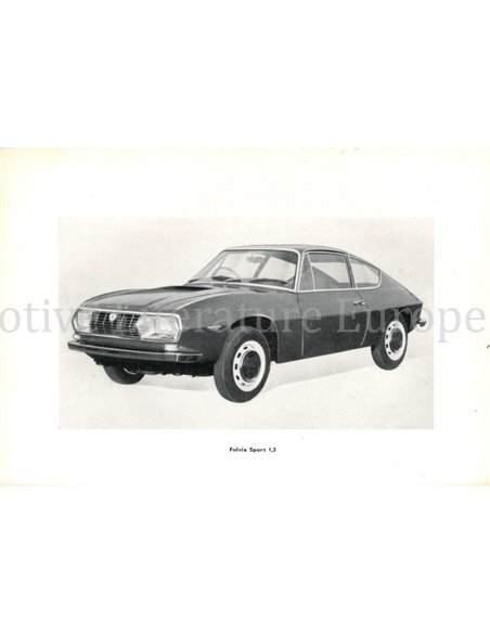 1968 LANCIA FULVIA COUPE (RALLYE) | SPORT (RALLYE) OWNERS MANUAL ITALIAN
