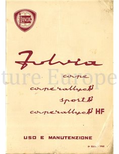 1968 LANCIA FULVIA COUPE (RALLYE) | SPORT (RALLYE) BETRIEBSANLEITUNG ITALIENISCH