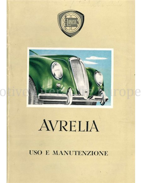 1954 LANCIA AURELIA OWNERS MANUAL ITALIAN