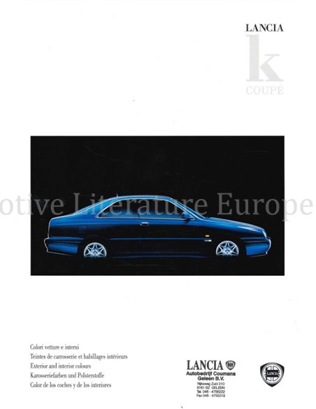 1997 LANCIA KAPPA COUPE COLOURS & INTERIOR BROCHURE