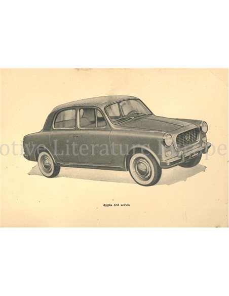 1960 LANCIA APPIA LIMOUSINE BETRIEBSANLEITUNG ENGLISCH