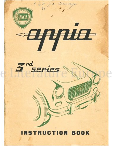 1960 LANCIA APPIA SALOON OWNERS MANUAL ENGLISH