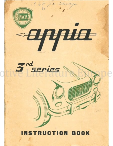 1960 LANCIA APPIA SALOON OWNERS MANUAL ENGLISH