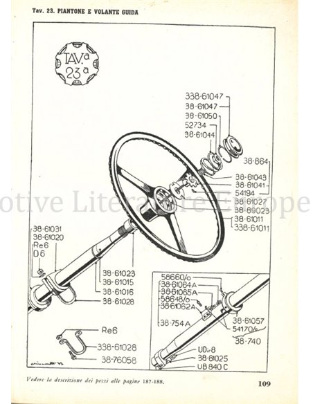 1953 LANCIA APRILIA OWNERS MANUAL & SPARE PARTS MANUAL ITALIAN