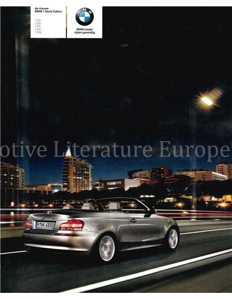 2008 BMW 1 SERIE CABRIOLET BROCHURE DUTCH