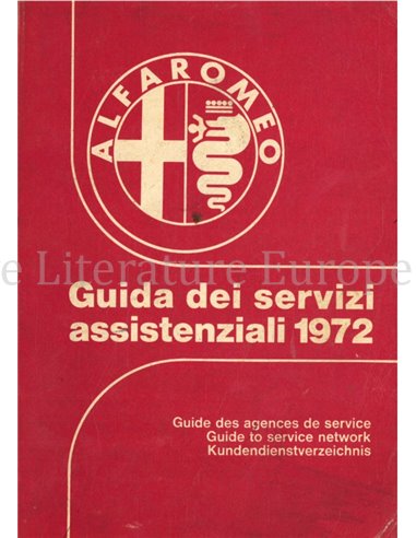 1972 ALFA ROMEO SERVCIE KUNDENDIENSTVERZEICHNIS