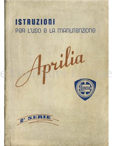 1951 LANCIA APRILIA OWNERS MANUAL ITALIAN