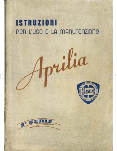 1951 LANCIA APRILIA OWNERS MANUAL ITALIAN