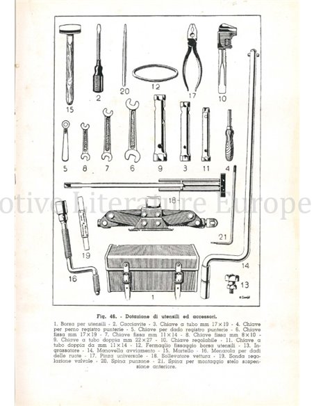 1941 LANCIA ARTENA OWNERS MANUAL ITALIAN