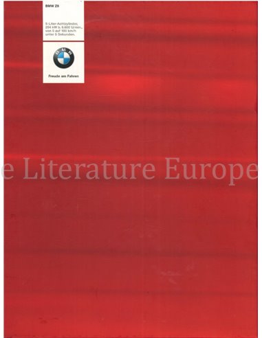 1999 BMW Z8 HARDCOVER BROCHURE DUITS
