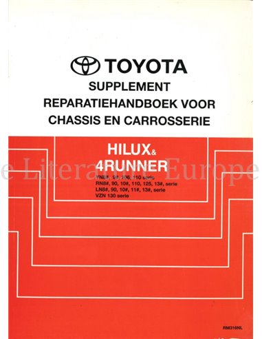 1992 TOYOTA HILUX | 4RUNNER CHASSIS & CARROSSERIE WERKPLAATSHANDBOEK (SUPPLEMENT) NEDERLANDS