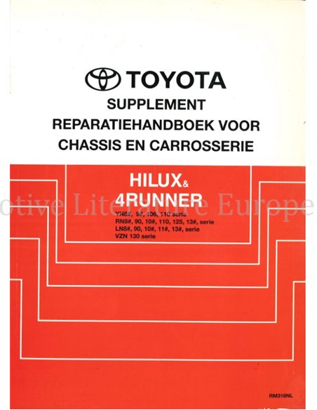 199 TOYOTA HILUX | 4RUNNER FAHRWERK & KAROSSERIE WERKSTATTHANDBUCH (ZUSATZ) NIEDERLÄNDISCH