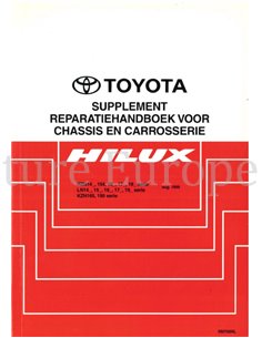 1999 TOYOTA HILUX CHASSIS & CARROSSERIE WERKPLAATSHANDBOEK (SUPPLEMENT) NEDERLANDS
