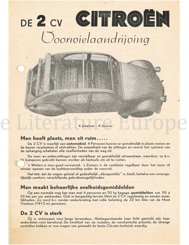 195? CITROEN 2CV LEAFLET NEDERLANDS