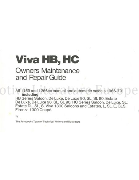 1966 - 1979 VAUXHALL VIVA HB | HC, REPARATURANLEITUNG ENGLISCH (OWNERS WORKSHOP MANUAL)