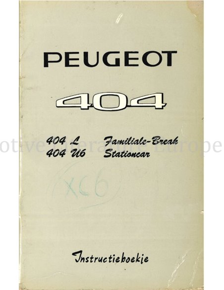 1967 PEUGEOT 404 FAMILIALE-BREAK | STATIONCAR OWNERS MANUAL DUTCH