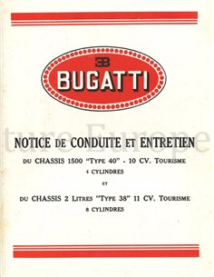 1929 BUGATTI TYPE 38 | 40 INSTRUCTIEBOEKJE FRANS