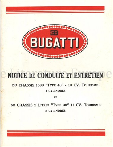 1929 BUGATTI TYPE 38 | 40 INSTRUCTIEBOEKJE FRANS
