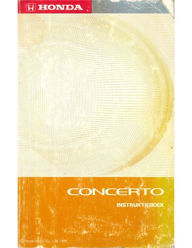 1989 HONDA CONCERTO BETRIEBSANLEITUNG NIEDERLÄNDISCH