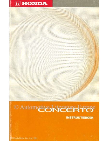1991 HONDA CONCERTO OWNER'S MANUAL HANDBOOK DUTCH