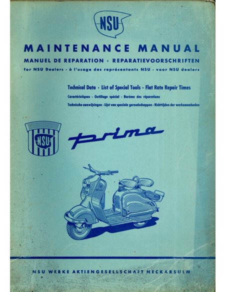 1955 NSU PRIMA WERKPLAATSHANDBOEK MULTI